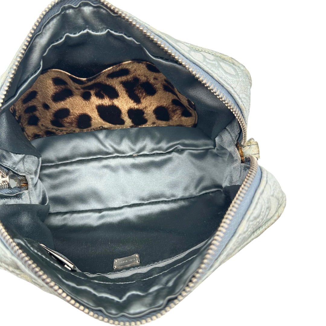 Borsa a tracolla Dolce & Gabbana in tessuto color carta da zucchero rifinita con ricami floreali; munita di tracolla, vista interna