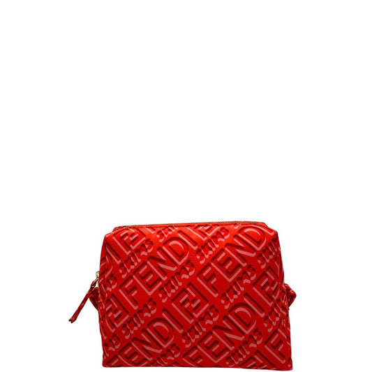 front Beauty Fendi in nylon color tulipano con iconico logo su tutta la superficie e parti metalliche dorate, di lusso, originale, eccellenti condizioni.