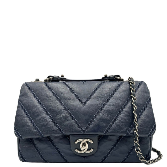 Stitched Chevron Calfskin Chain Flap Chanel