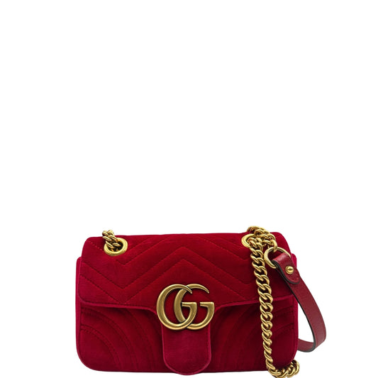 Borsa Gucci Marmont velvet rossa