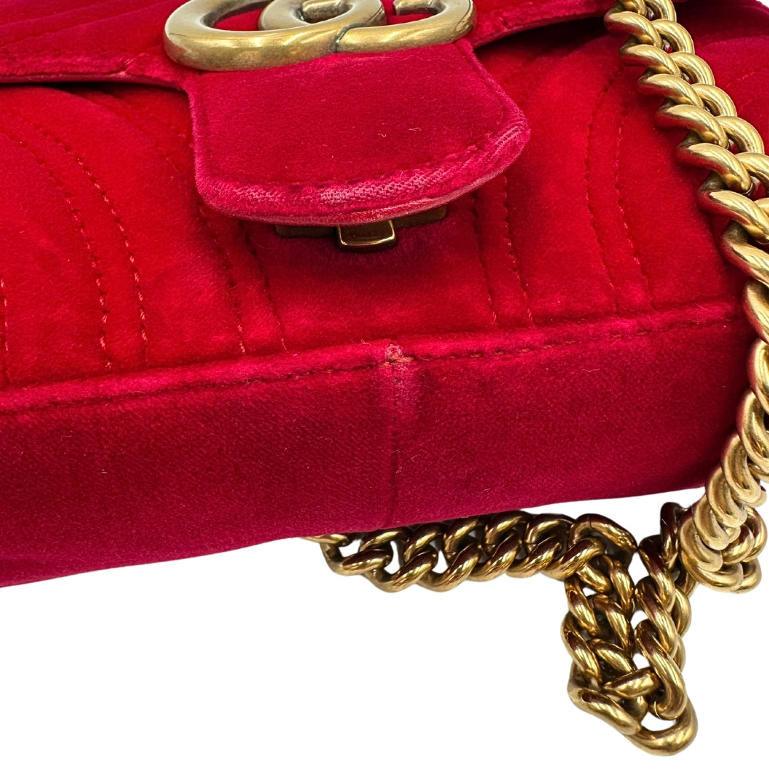 Borsa Gucci Marmont velvet rossa