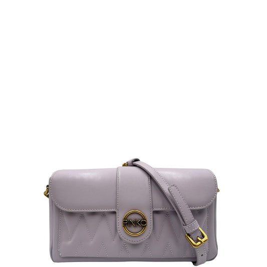 Borsa Pinko in pelle lilla con dettaglio in pelle trapuntata, tracolla in catena e pelle regolabile, rifinita con parti metalliche dorate. Originale, usato, in condizioni ottime.