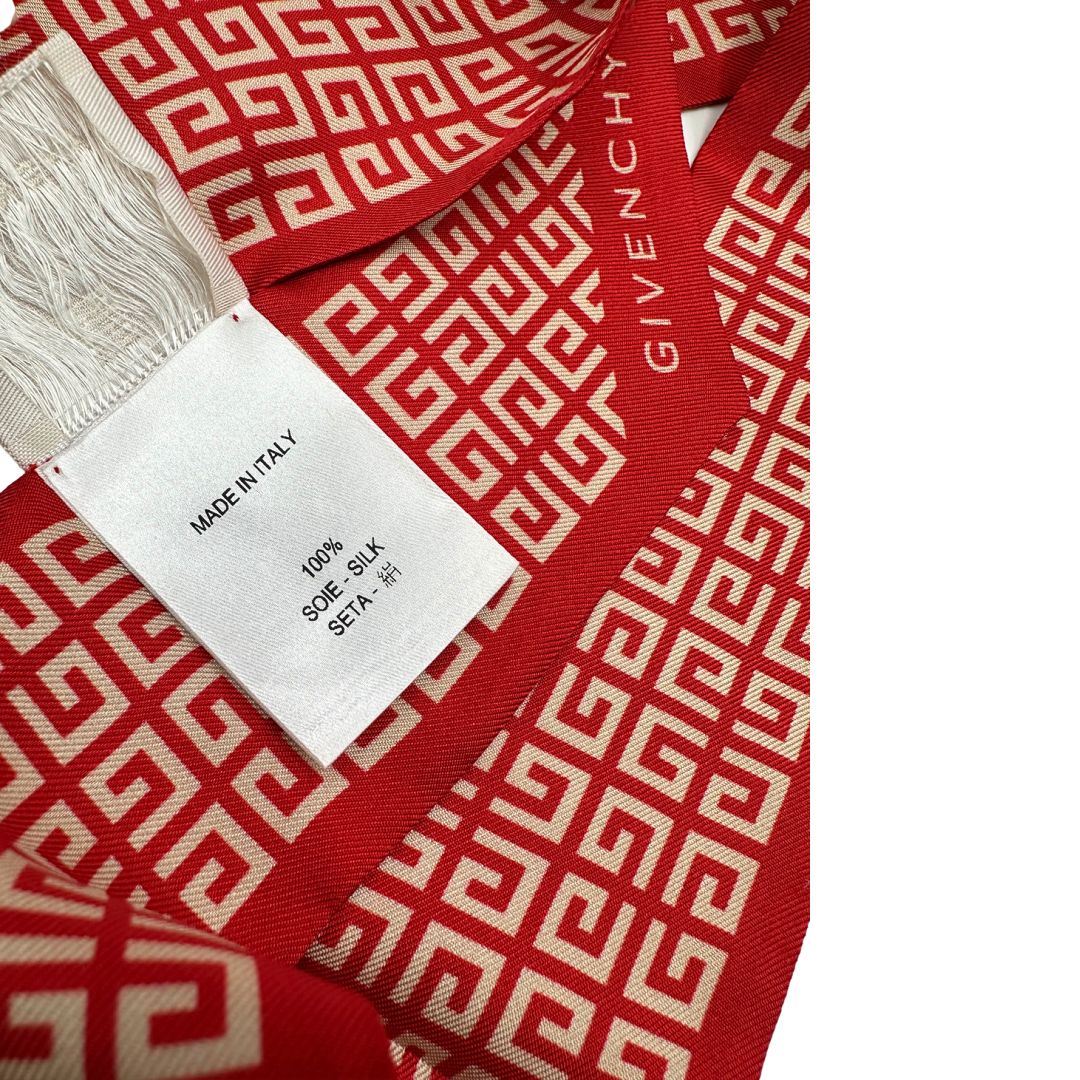 Bandeau Givenchy in 100% seta rossa con stampa loghi