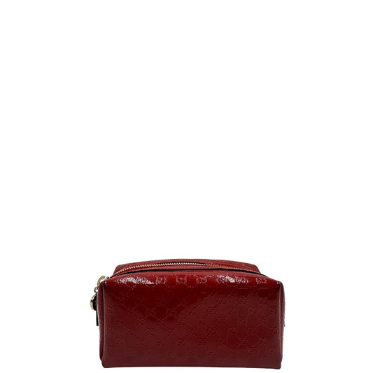 front Pochette in pelle rossa verniciata monogram con parti metalliche dorate. Completa di dustbag, di lusso, originale, ottime condizioni