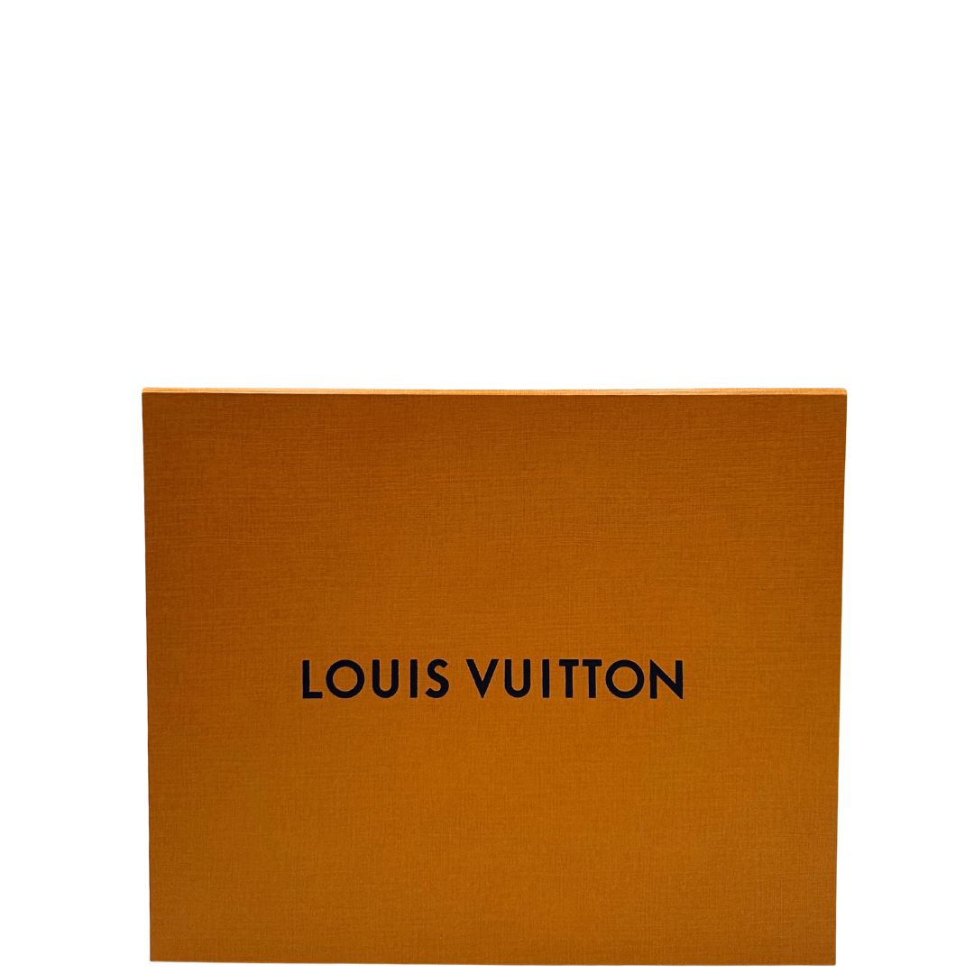 Scatola di una borsa Louis Vuitton in canvas Damier Ébène con parti metalliche dorate; munita di doppi manici stondati, da portare a mano. Completo di lucchetto e chiavi.