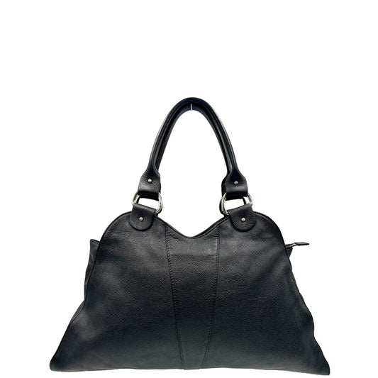 front Borsa Fendi in pelle martellata nera con parti metalliche argentate; munita di doppi manici stondati, da portare a mano, di lusso, originale, ottime condizioni, usata.