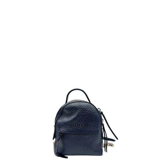 front Zaino Orciani in pelle martellata blu notte, di lusso, usato, originale, ottime condizioni.