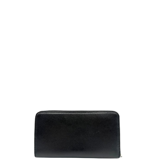 front Portafoglio Prada in pelle saffiano nera, di lusso, originale, ottime condizioni, usato.