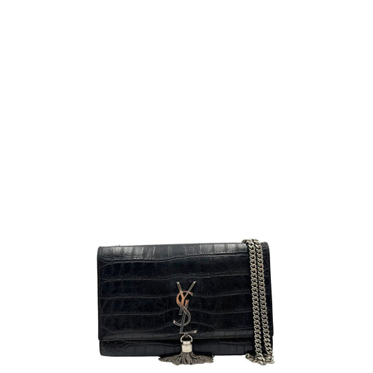 front Borsa Saint Laurent in pelle nera cocco, di lusso, originale, ottime condizioni, usata.