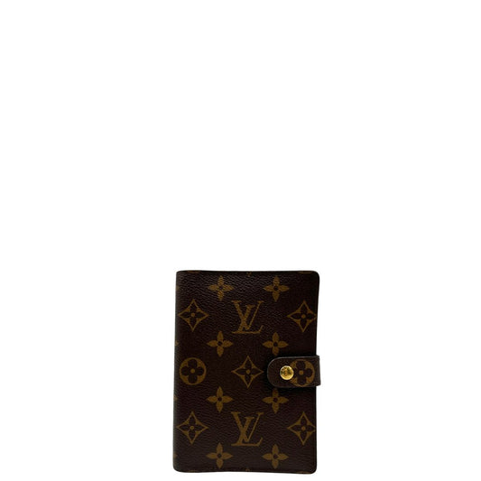 Copertina Louis Vuitton in canvas Monogram per agenda piccola con chiusura a pressione, di lusso, originale, ottime condizioni, usata.