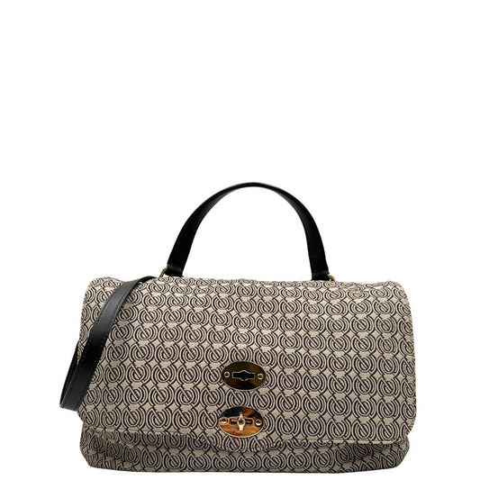 front postina M Zanellato in tessuto beige munita di una tracolla amovibile e regolabile e un manico singolo, di lusso, originale, ottime condizioni, usata