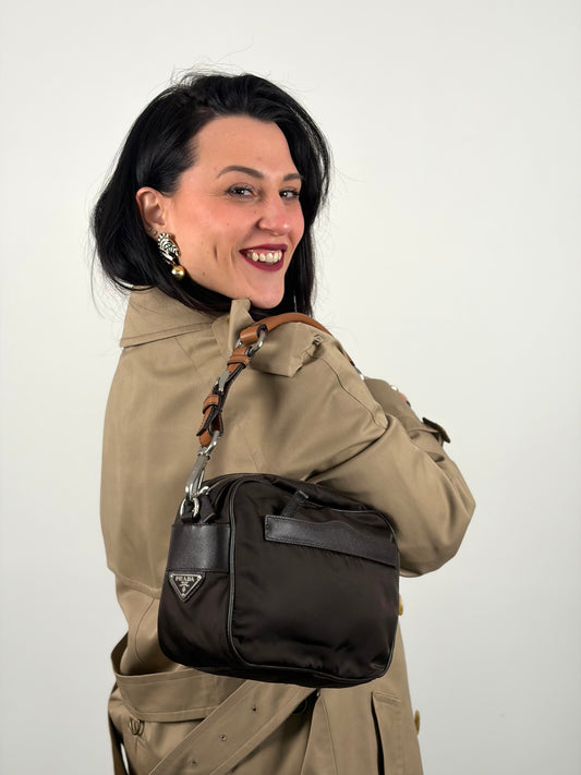 Borsa a spalla Prada marrone