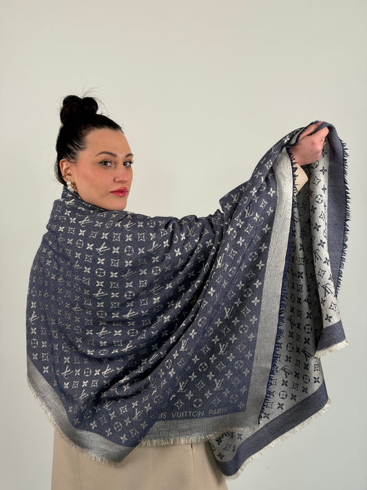 Stola Louis Vuitton monogram blu