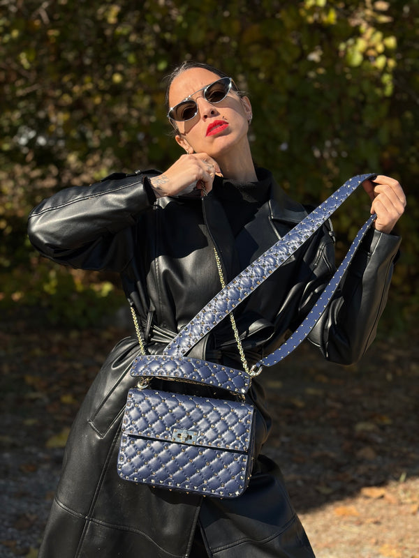 Borsa Valentino Garavani Rockstud Spike blu