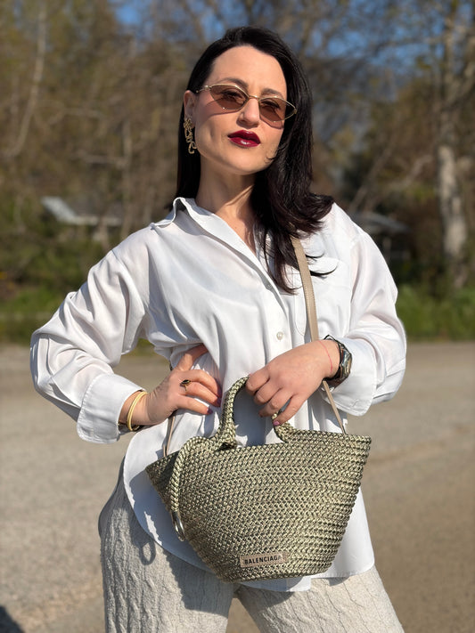 Ibiza Small Basket Bag Balenciaga beige