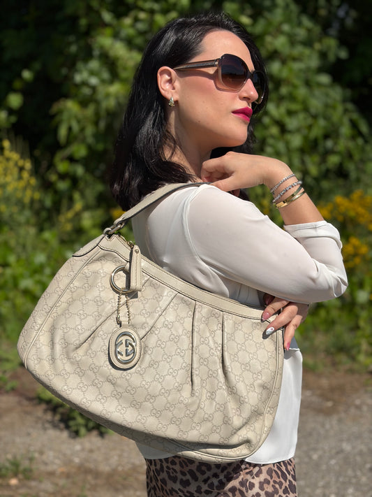 Borsa Sukey Gucci Guccissima avorio