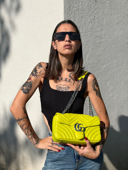 Borsa Gucci Marmont lime misura media