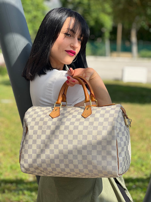 Speedy 35 Damier Azur personalizzato LV
