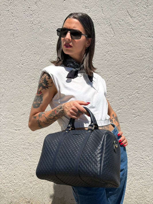 Bauletto Gucci Boston microguccissima blu