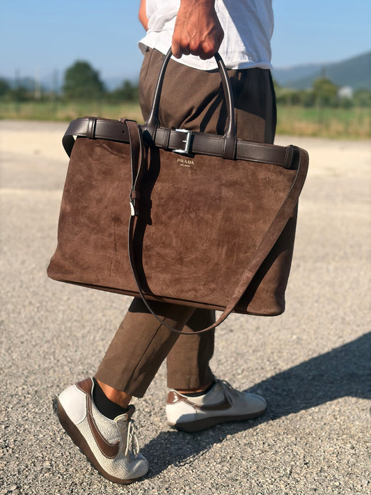 Tote Prada Buckle marrone