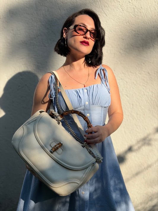 Borsa Gucci Bamboo bianca