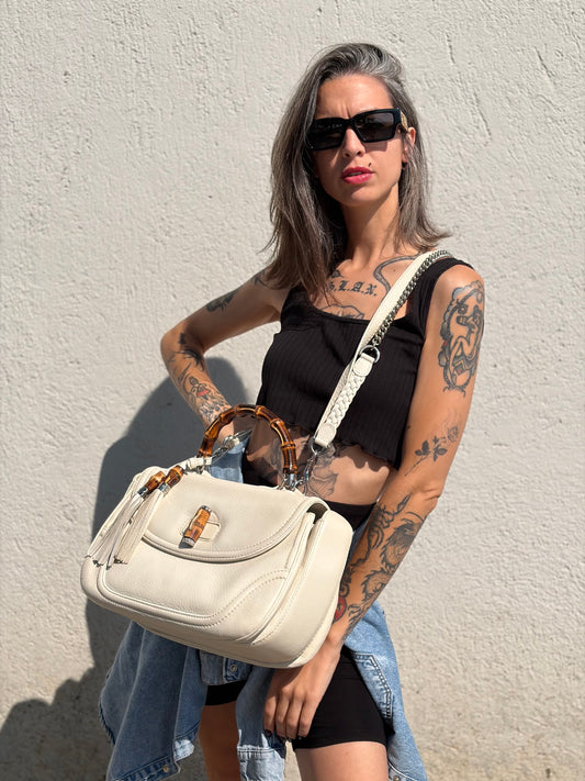 Borsa Gucci Bamboo bianca