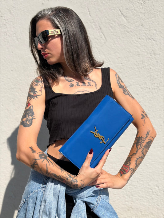 Clutch Kate Saint Laurent blu