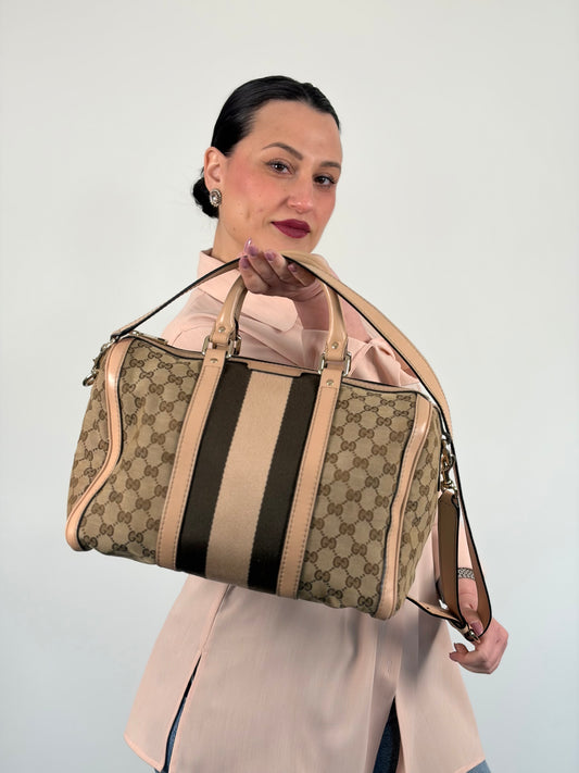 Bauletto Gucci Boston GG Web beige