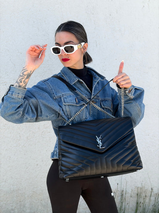Borsa Loulou large Saint Laurent nera