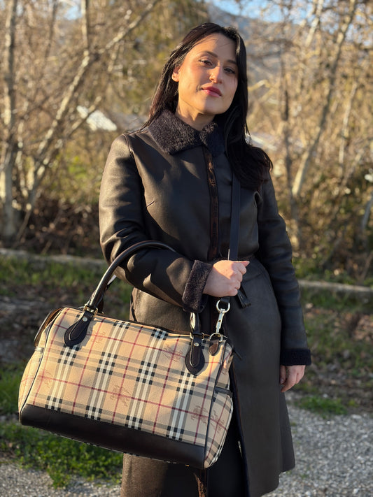 Tote Burberry fasciatoio tartan beige