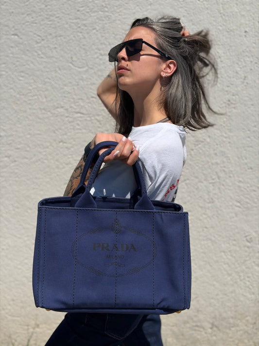 Tote Prada Canapa blu