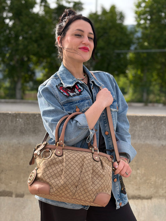 Satchel Diamante Gucci beige
