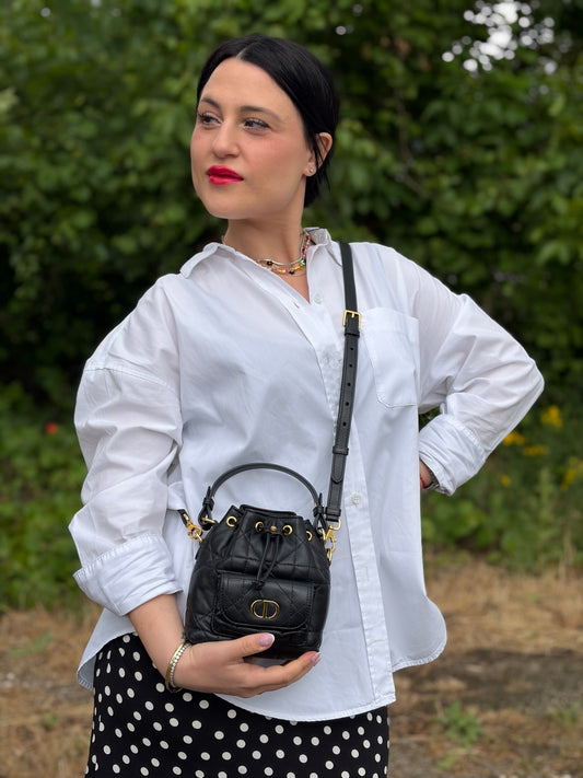 Secchiello Mini Dior Caro nero