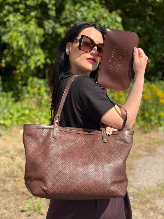 Shopper Gucci Diamante Craft marrone