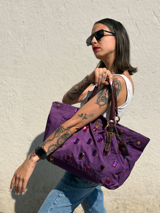 Tote Prada nylon viola