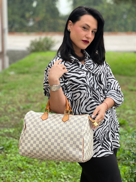 Speedy 35 Damier Azur personalizzato LV