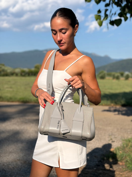 Borsa Tote Miu Miu grigia