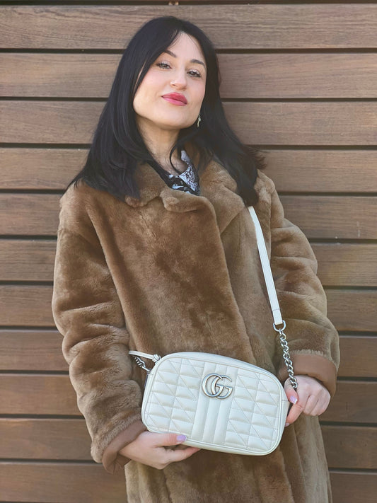 Camera Bag Gucci GG Marmont bianca