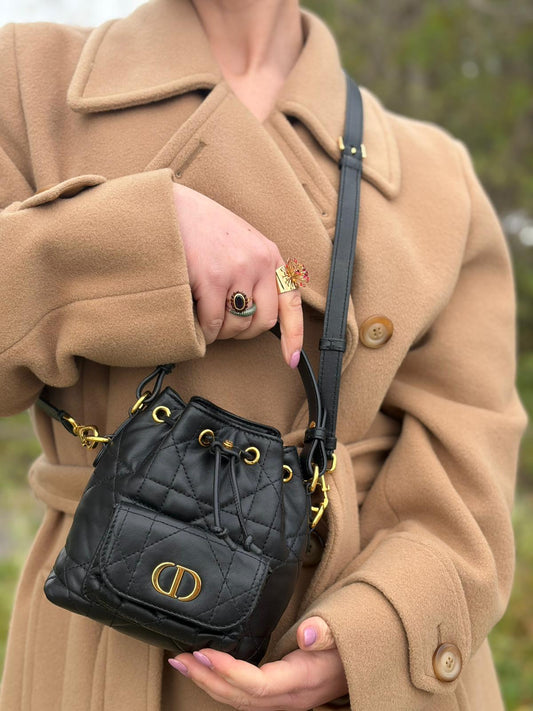 Secchiello Mini Dior Caro nero