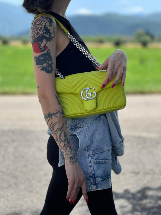 Borsa Gucci Marmont lime misura media