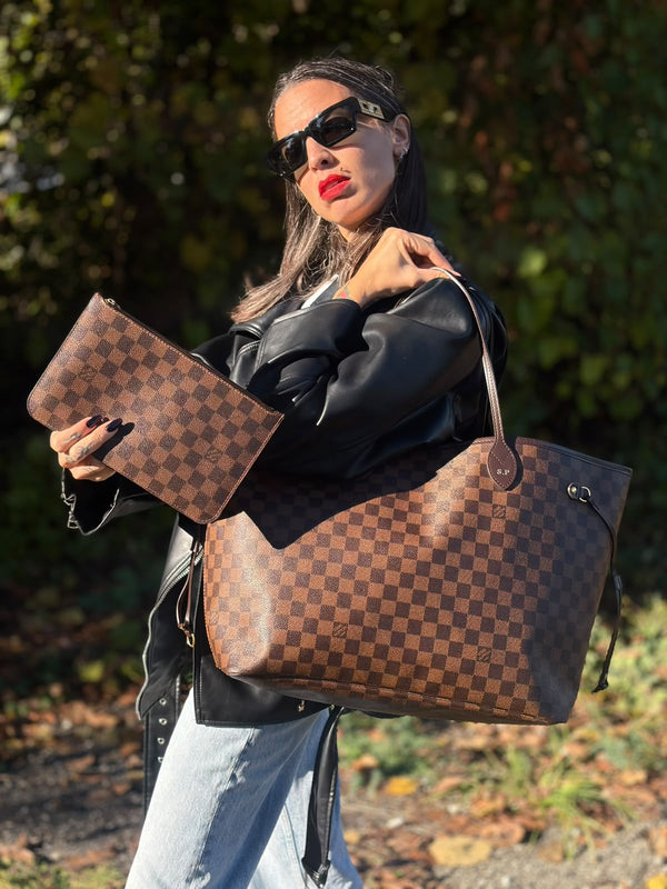 Neverfull GM Damier Ébène personalizzata LV