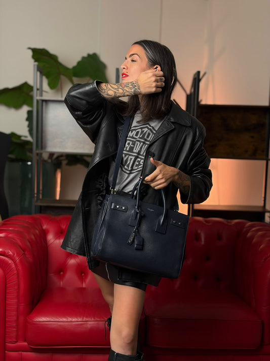 Borsa Saint Laurent Sac De Jour blu