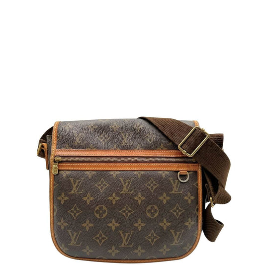 Borsa Messenger Bosphore Louis Vuitton in canvas marrone monogram con finiture in vacchetta naturale, tracolla in tessuto regolabile e parti metalliche dorate. Originale, usato, in condizioni ottime.