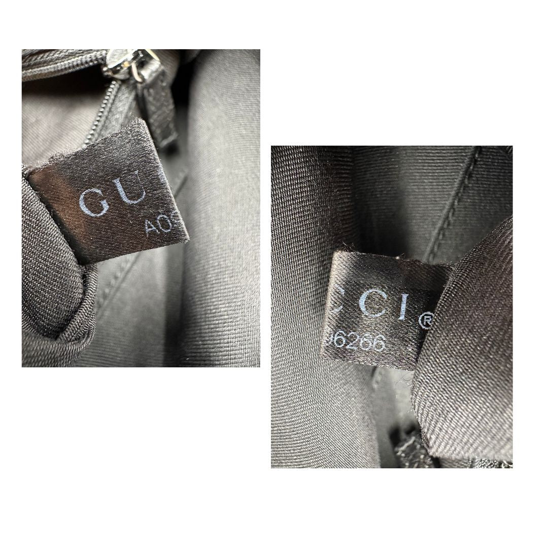 interno Borsa Gucci in tessuto GG monogram con finiture in pelle tono su tono e parti metalliche argentate; munita di un manico singolo, indossabile a spalla, di lusso, originale, ottime condizioni.