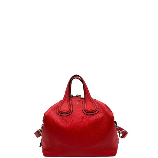 front Borsa Nightingale Givenchy in pelle rossa con parti metalliche argentate; munita di doppi manici e una tracolla amovibile e regolabile, di lusso, originale, ottime condizioni.