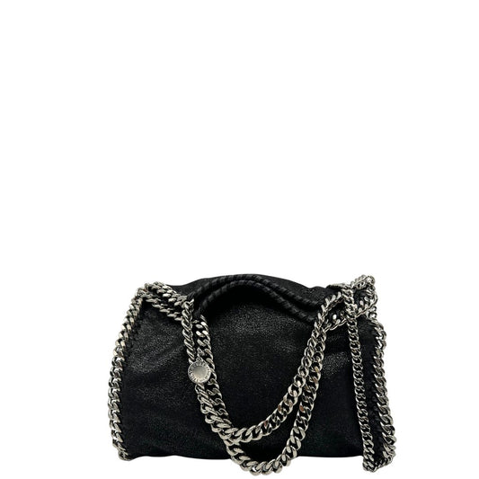 front Borsa Stella McCartney Falabella in tessuto vegano nero con parti metalliche argentate. Completa di dustbag, di lusso, ottime condizioni, originale.