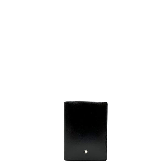 front Portafoglio Montblanc in pelle nera, di lusso, originale, ottime condizioni, usato.