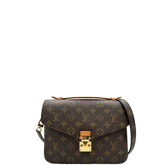 front Borsa Louis Vuitton Métis in canvas marrone monogram con dettagli in vacchetta naturale e parti metalliche dorate. Munita di un manico singolo e una tracolla regolabile e amovibile. Dotata di scatola e dustbag, di lusso, originale, ottime condizioni, usata