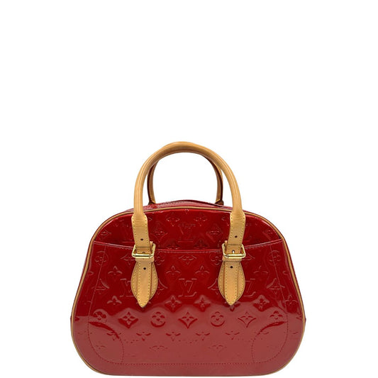 front Borsa Louis Vuitton realizzata in pelle monogram verniciata e dettagli in vacchetta naturale, di lusso, originale, ottime condizioni, usata.