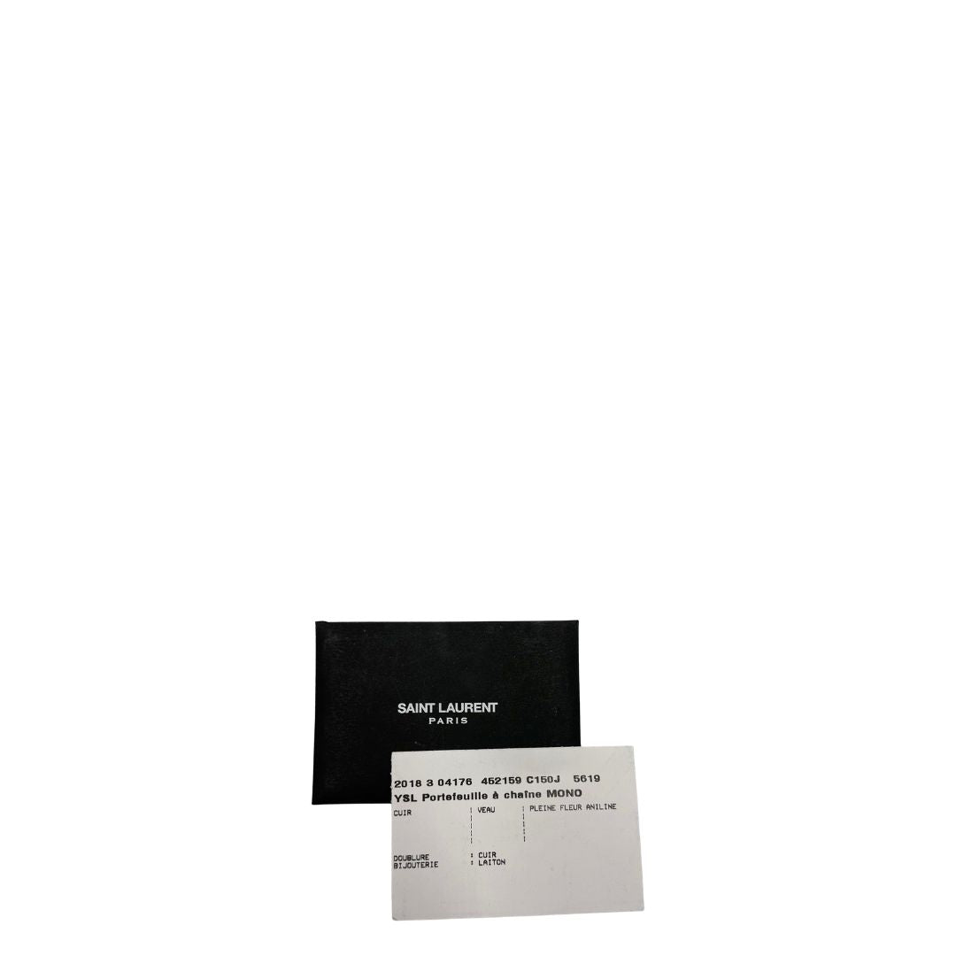 Cartellino, Borsa Kate di Saint Laurent in pelle fucsia, nella versione compatta wallet. Originale, usata, di lusso, in condizioni buone.